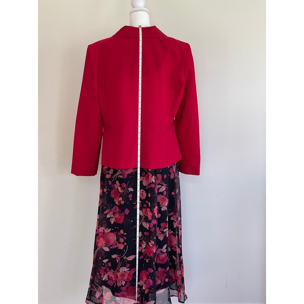 Red Blazer and Floral Midi Skirt 2 Piece Suit Set Women Professional  Size 14 - Picture 4 of 16
